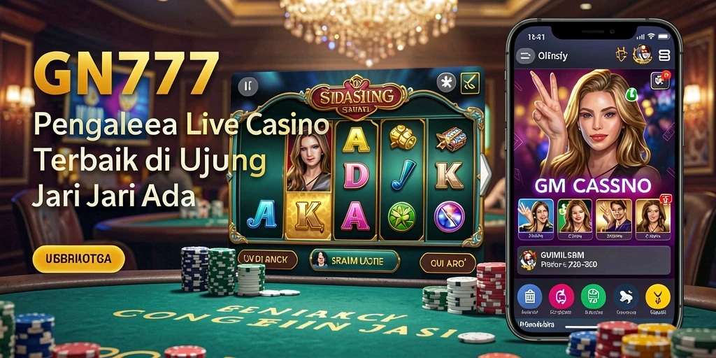 Screenshot gameplay Live Casino GN777 menampilkan dealer profesional dan permainan seru.