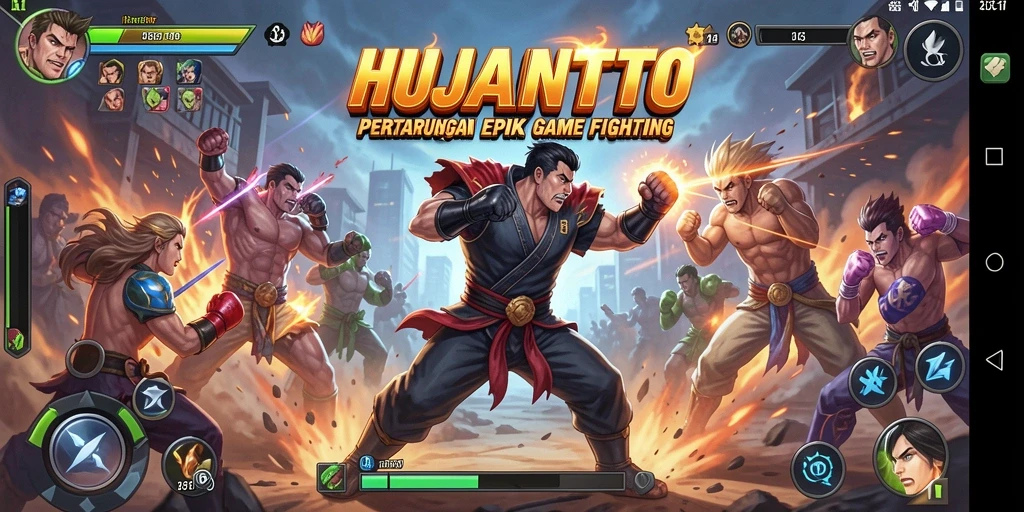 Tampilan action gameplay HUJANTOTO yang menegangkan dan intens.