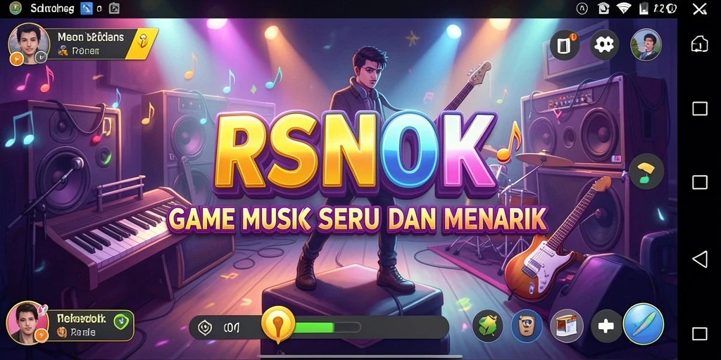 Screenshot utama RSNOK menunjukkan pengguna yang sedang bermain musik dengan antusias.
