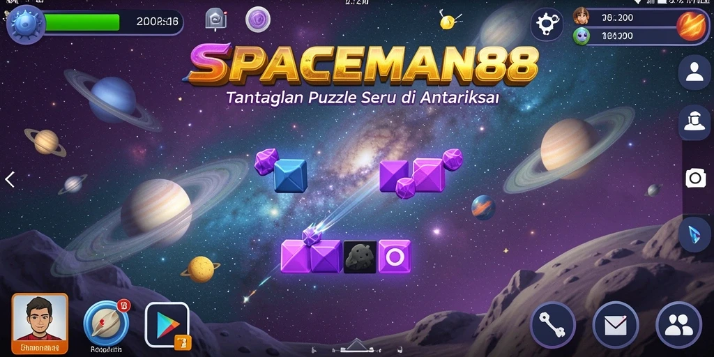 Tampilan menarik dari gameplay puzzle SPACEMAN88 dengan tantangan luar angkasa.